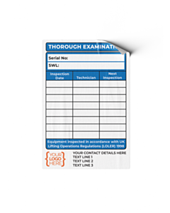 Personalised LOLER Thorough Examination Labels