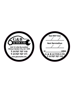 50mm Dia GB Autos MOT / Service Due Window Stickers