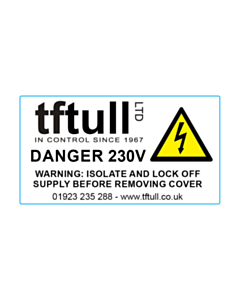 65x35mm TF Tuff Danger 230v Labels