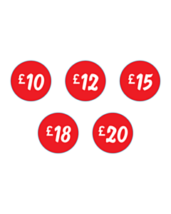 25mm Diameter Blue Vanilla Pound Price Labels - 5 Sorts 