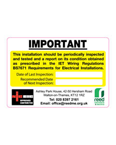 95x65mm Reed Mechanical Periodic Inspection Labels 