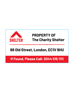 75x40mm Property Of The Charity Shelter Labels