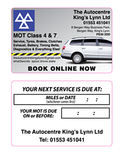 Autocentre Kings Lynn MOT Reminder Window Stickers
