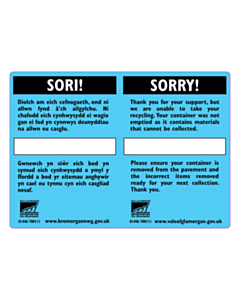 105x148mm Sorry Blue Bin Labels 
