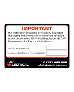 95x65mm JD Electrical Periodic Inspection Labels