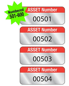 Aluminium Asset Labels Numbered 501-600 38x15mm