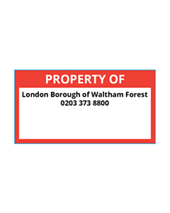 63x33mm Property of East London Asset Labels