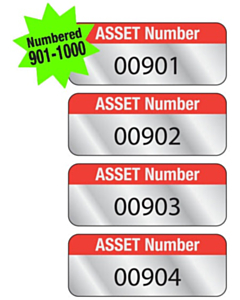 Aluminium Asset Labels Numbered 901-1000 38x15mm