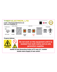150x95mm Tyson Electrical Dual Supply Labels
