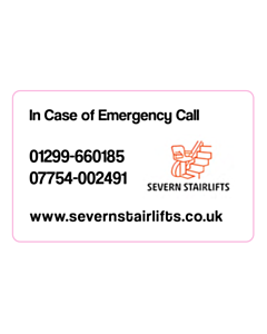 80x50mm Severn Stairlifts In Case of Emergency Call