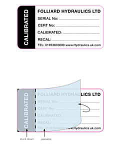 50x25mm Folliard Hydraulics Calibrated Write & Seal Labels