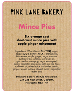 75x28mm Pink Lane Mince Pies Labels 