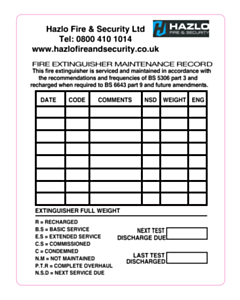 130x110mm Hazlo Fire Maintenance Record Labels