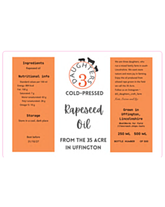 100x150mm 3 Daughters Rapeseed Oil Labels 
