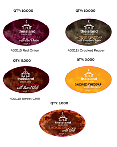 60x35mm The Island Smokery Flavoured Cheese Labels 