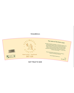 93.5x280mm Terlingham Vineyard Gin Label