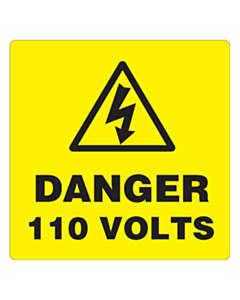 Square Danger 110 Volts Labels