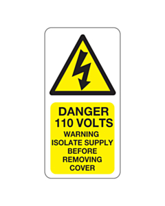 Danger 110 Volts Isolate Supply Labels 25x50mm