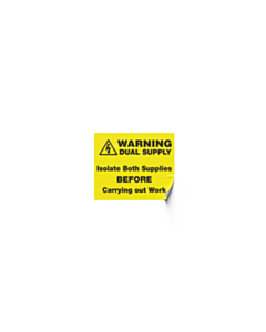 Warning Dual Supply Labels 40x33mm