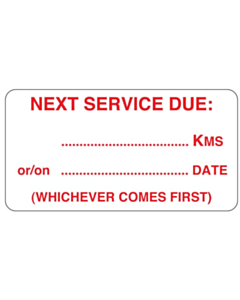 Next Service Due Stickers 63x33mm