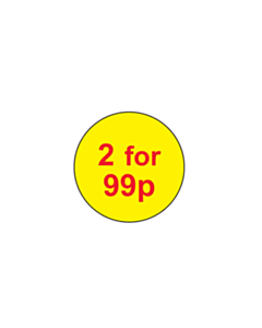 2 for 99p Price Labels 20mm Permanent