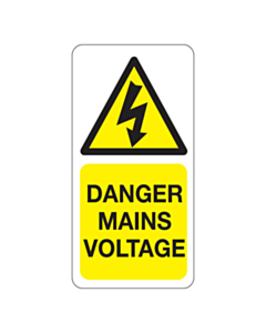 Danger Mains Voltage Labels 25x50mm