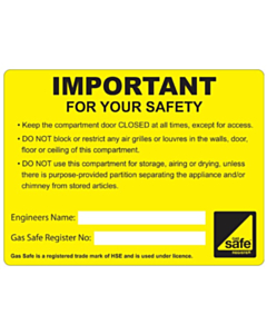 Keep Compartment Door Closed Labels 100x75mm