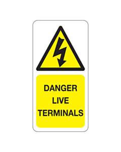 Danger Live Terminals Labels 25x50mm