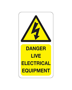 Danger Live Electrical Equipment Labels 33x63mm