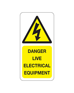 Danger Live Electrical Equipment Labels 25x50mm