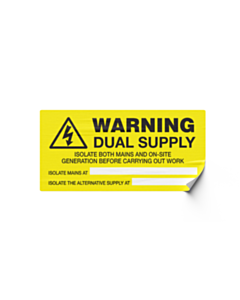 Warning Dual Supply Labels 100x50mm