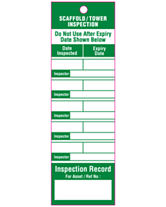 Scaffold Safety Inspection Tags 50x160mm