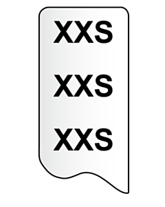 XXS Garment Size Labels 25x150mm