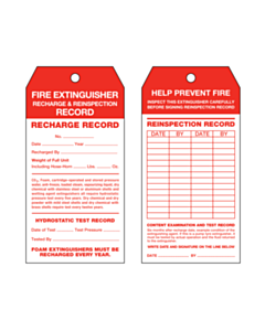 Fire Extinguisher Recharge & Reinspection Tags 134x67mm