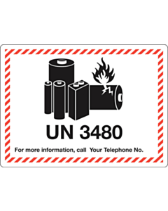 Personalised UN3480 Lithium Ion Battery Shipping Labels 105x74mm