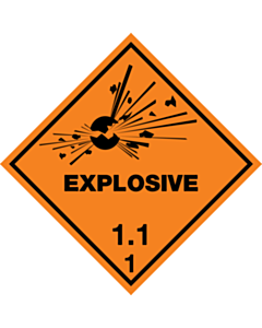 Explosive 1.1 Placard Labels 250x250mm