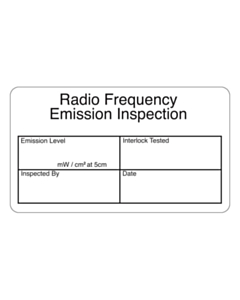 Radio Frequency Emission Inspection Labels 70x40mm