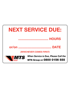 MTS Group Next Service Due Label