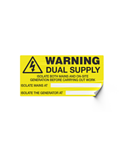 Warning Dual Supply Labels 100x50mm