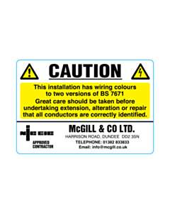 McGill & Co Wiring Colours Label