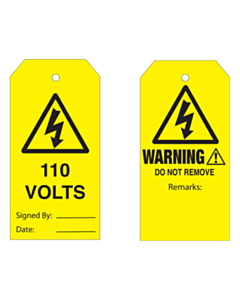 Warning Do Not Remove 110 Volts Tag