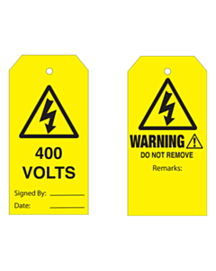 Warning Do Not Remove 400 Volts Tag
