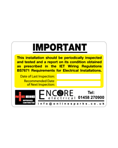 Encore Electrical Periodic Inspection Label