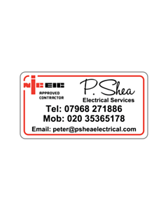 P. Shea NICEIC Approved Contractor Label