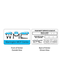 Warrington MOT Centre Next Service / MOT Labels