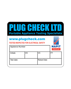 Plug Check Ltd 50x40mm Test Label
