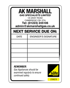 AK Marshall Gas Specialist Ltd Gas Safe Lbl