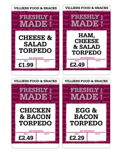 Villiers Food & Snacks Torpedo Labels