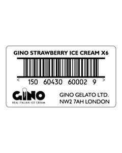Gino Strawberry Ice Cream x 6 Barcode Label