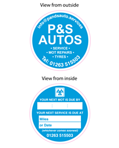 P&S Autos - 50mm Service / MOT Reminder Sticker